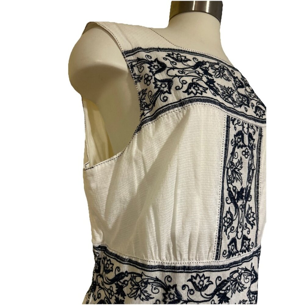 Max Studio Dress Pleated Midi Cotton Sleeveless Floral Boho Spring New - Picture 5 of 14